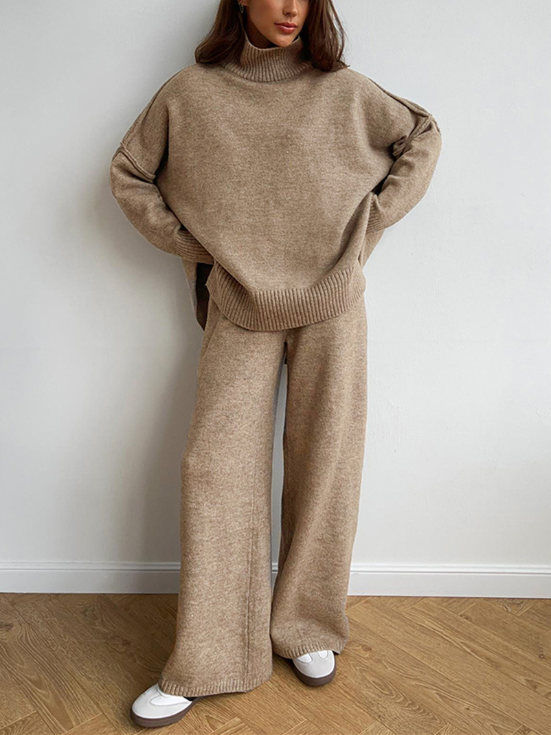 Fee | Set aus schlichtem Rollkragenpullover und Strickhose