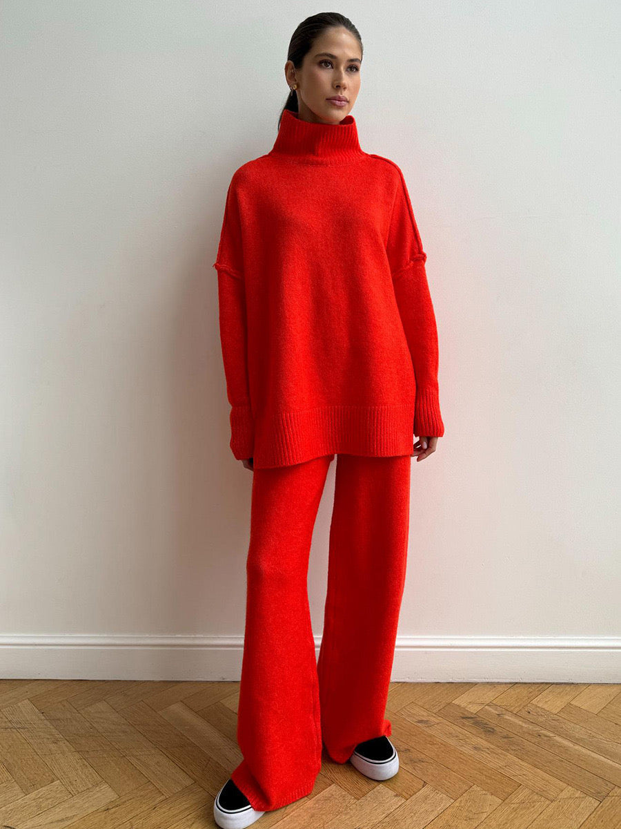 Fee | Set aus schlichtem Rollkragenpullover und Strickhose 