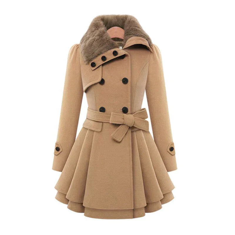 Yena | Luxe trenchcoat met veganistisch bont