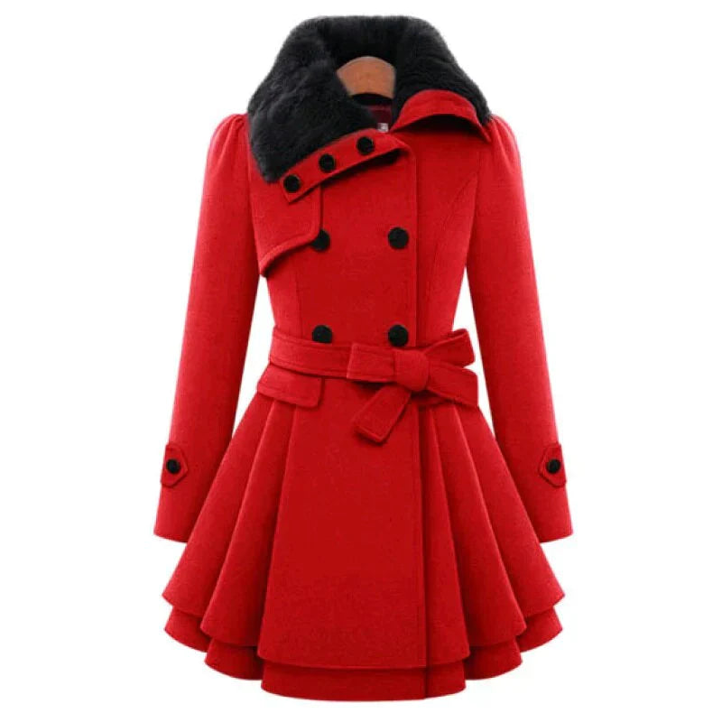 Yena | Luxe trenchcoat met veganistisch bont