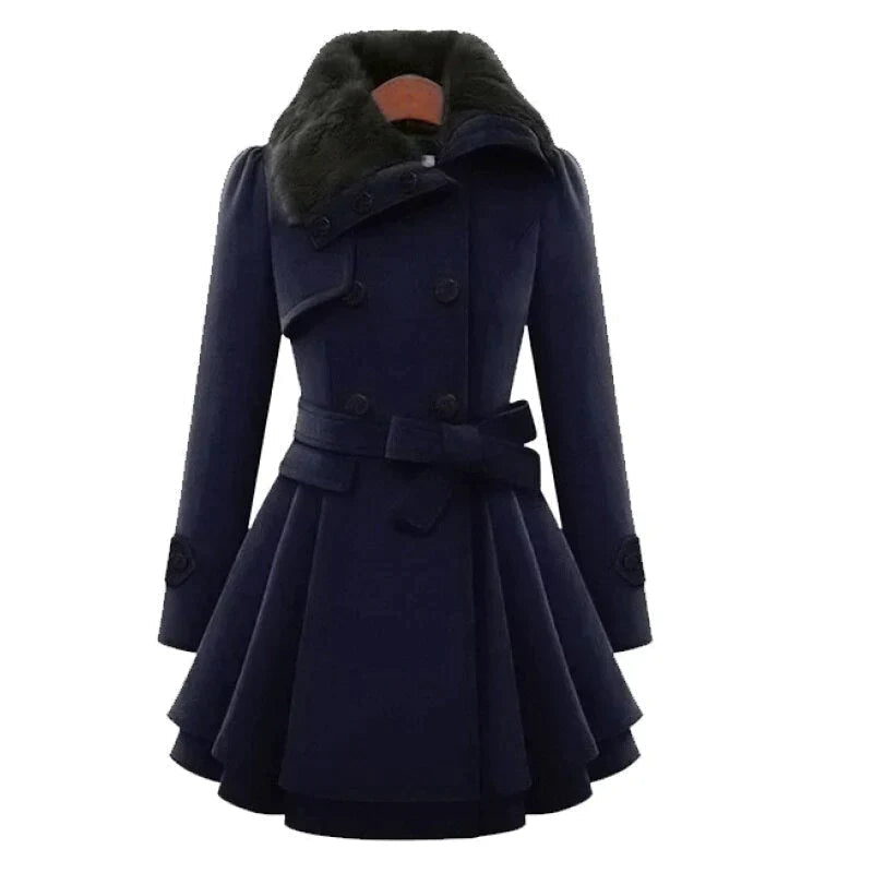 Yena | Luxe trenchcoat met veganistisch bont