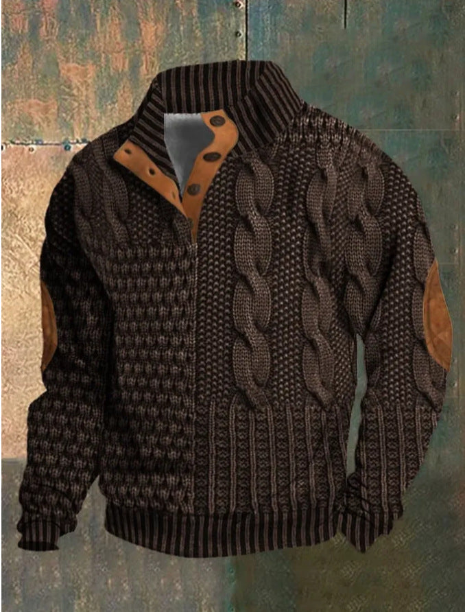 Bogy | Gemusterter Pullover mit Knopfdetails 