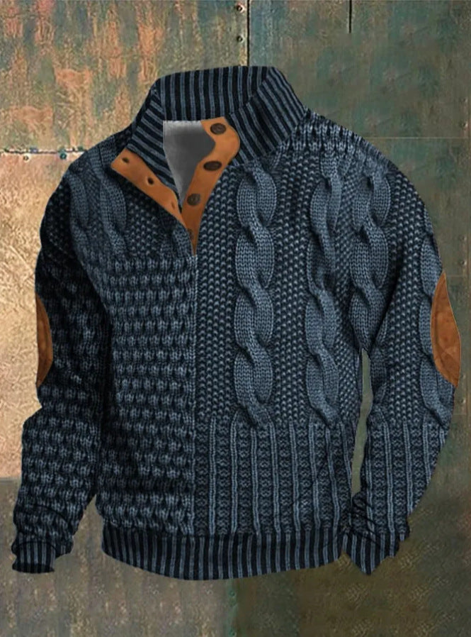 Bogy | Gemusterter Pullover mit Knopfdetails 