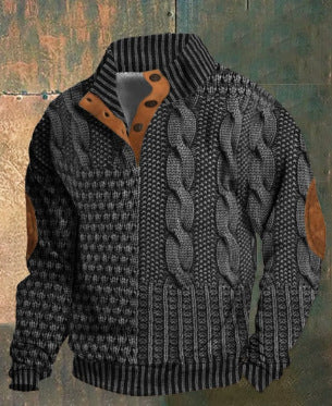 Bogy | Gemusterter Pullover mit Knopfdetails 