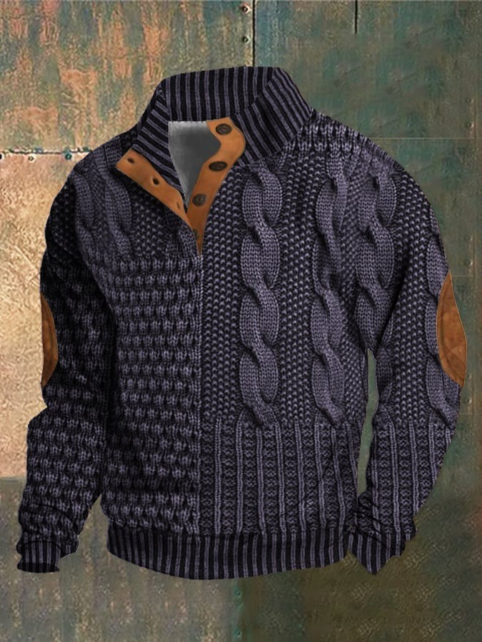 Bogy | Gemusterter Pullover mit Knopfdetails 