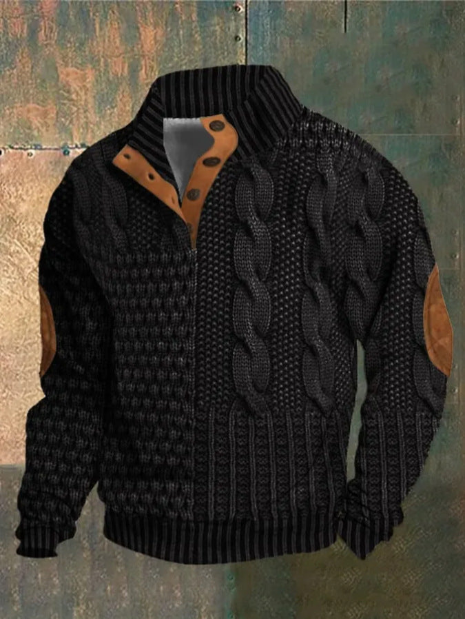 Bogy | Gemusterter Pullover mit Knopfdetails 