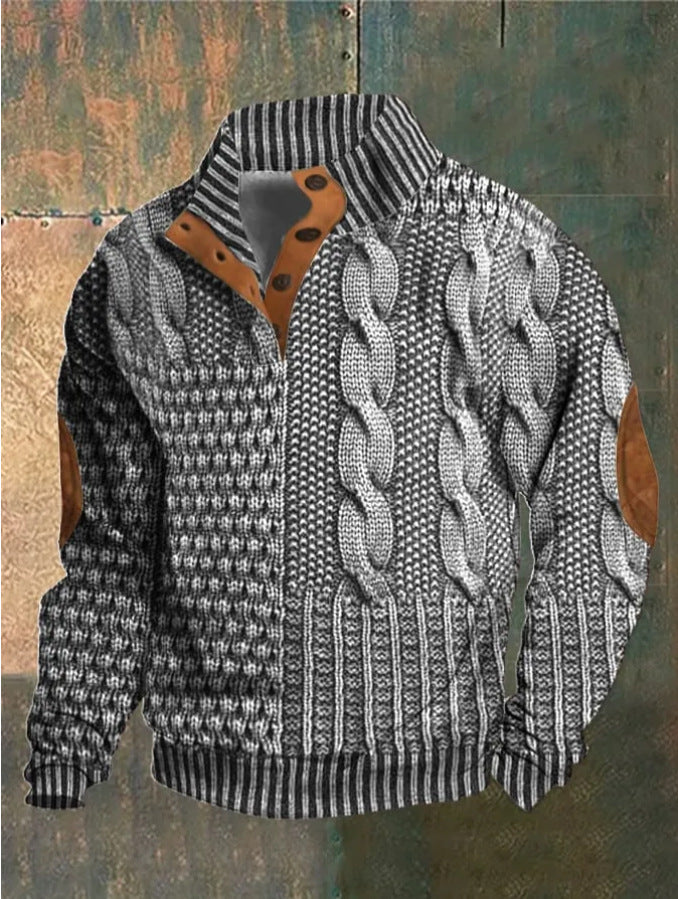 Bogy | Gemusterter Pullover mit Knopfdetails 