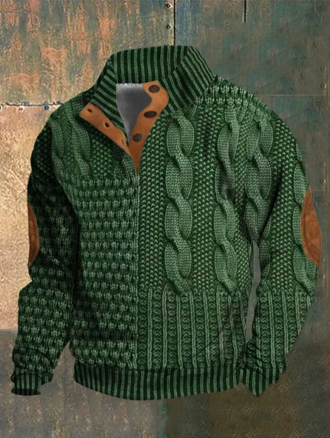 Bogy | Gemusterter Pullover mit Knopfdetails 