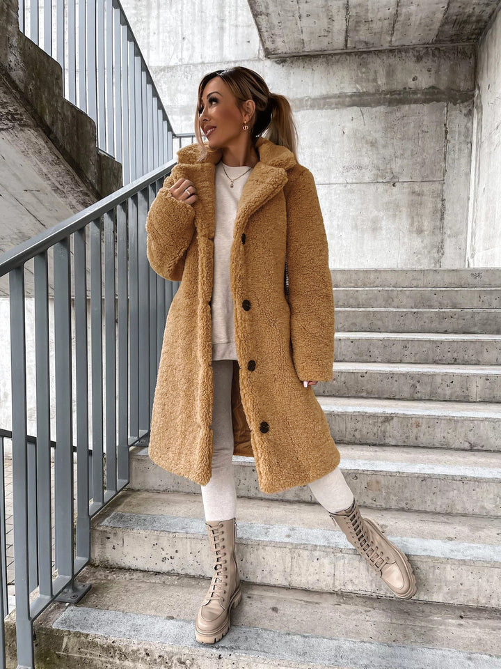 Milda | Lange Bontkraagjas voor Herfst/Winter