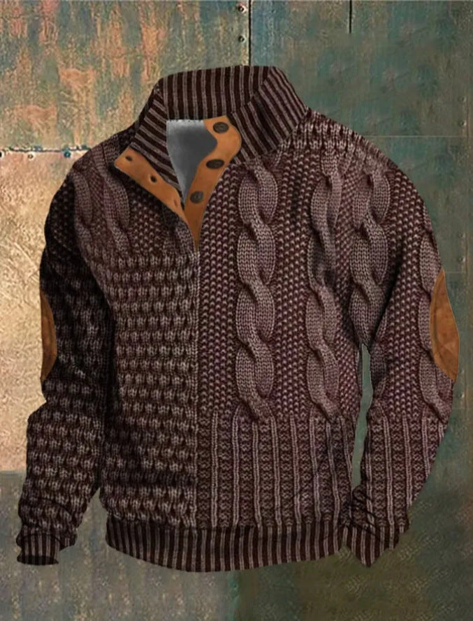 Bogy | Gemusterter Pullover mit Knopfdetails 