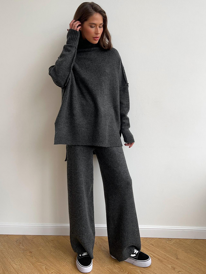 Fee | Set aus schlichtem Rollkragenpullover und Strickhose 