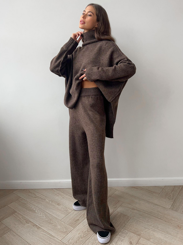 Fee | Set aus schlichtem Rollkragenpullover und Strickhose 
