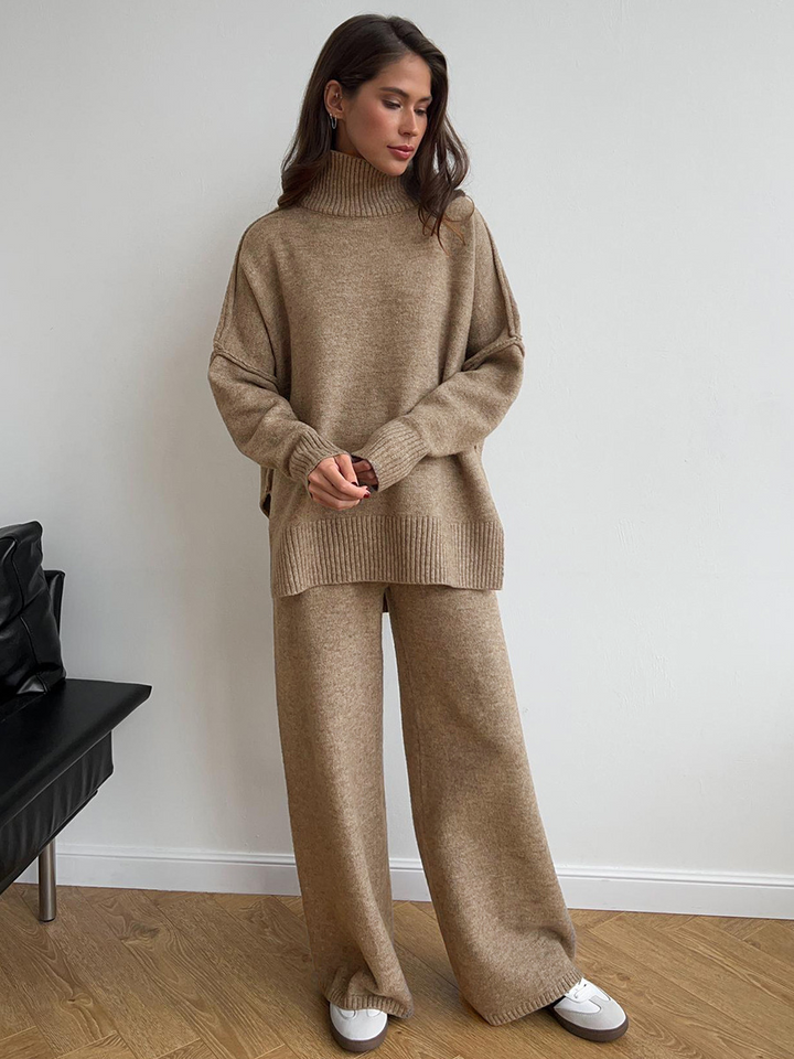 Fee | Set aus schlichtem Rollkragenpullover und Strickhose 