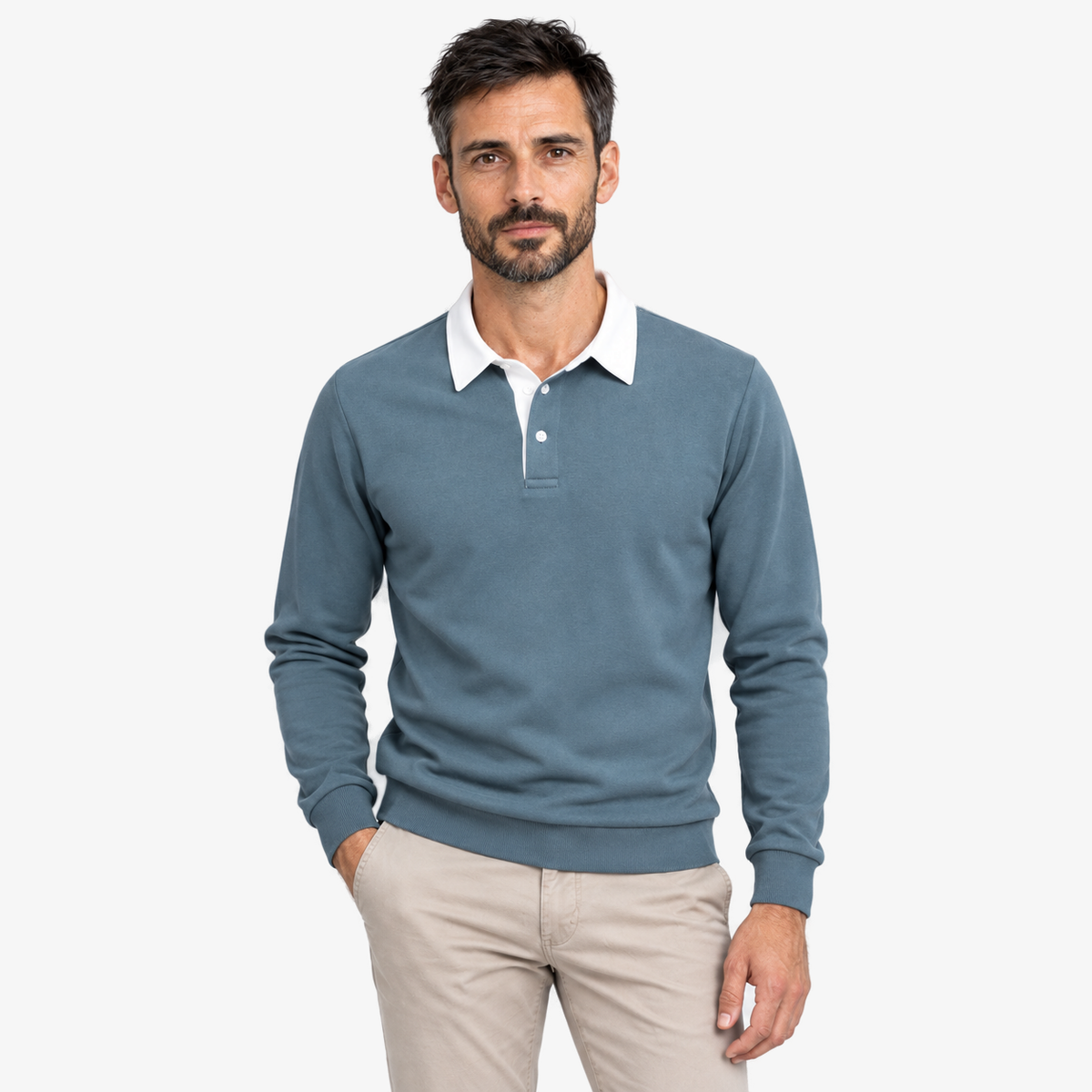 Moritz winter-polo voor heren in blauwgrijs