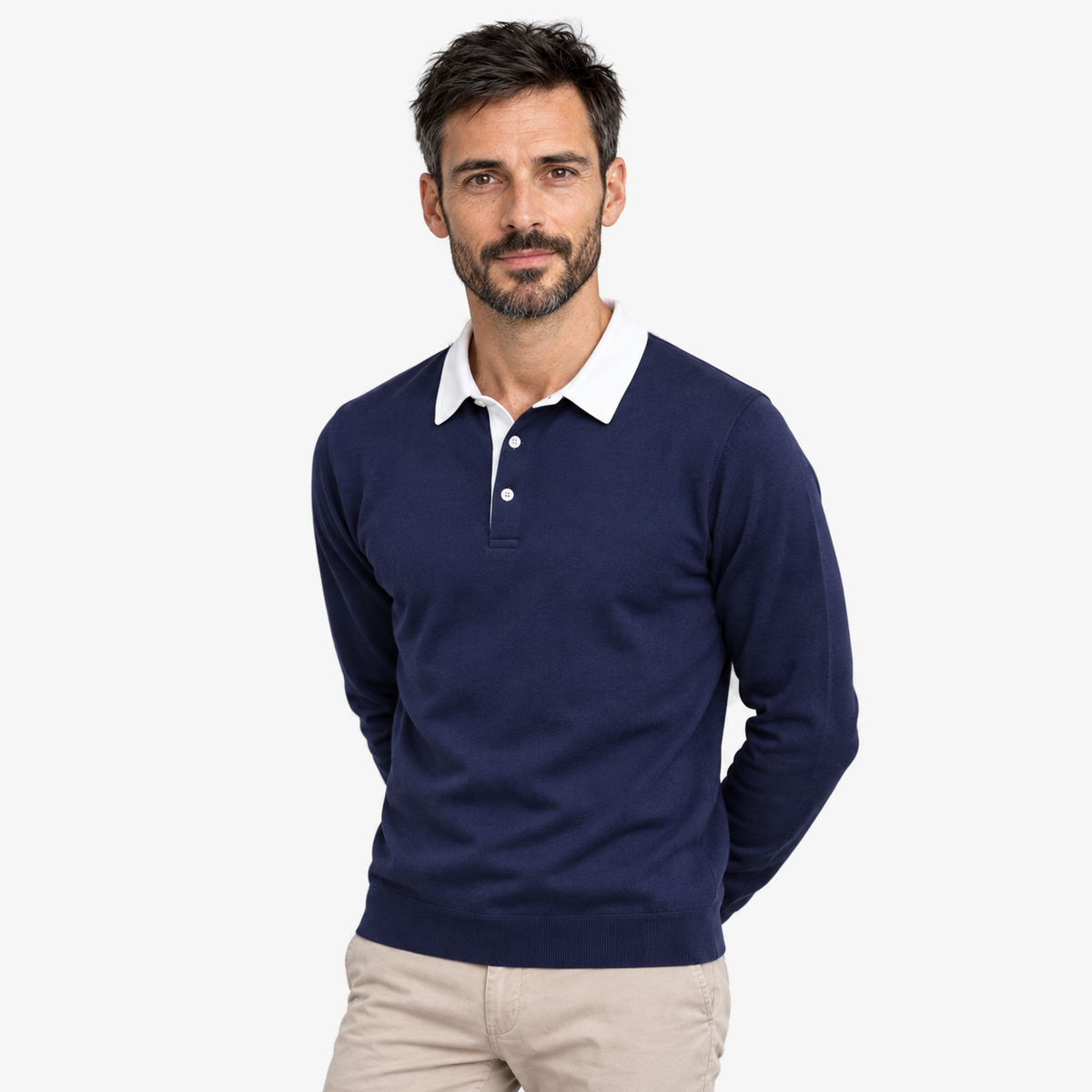 Moritz winter-polo voor heren in donkerblauw