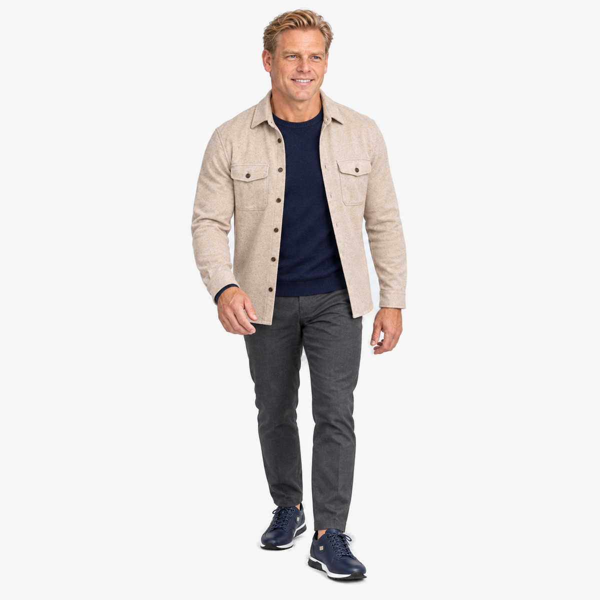 Rico Monti herensneaker in blauw gedragen