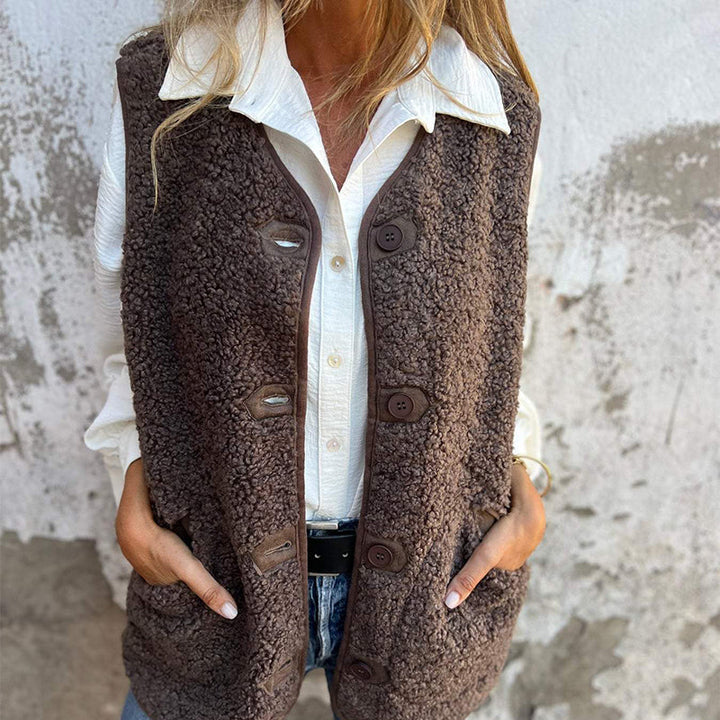 Cecile | Damen Winter-Cardigan aus weicher Wolle mit Knöpfen 